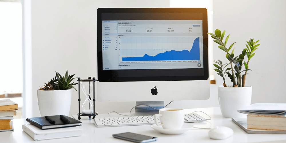 graph depicting job search trends on mac computer screen